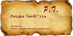 Petyka Terézia névjegykártya